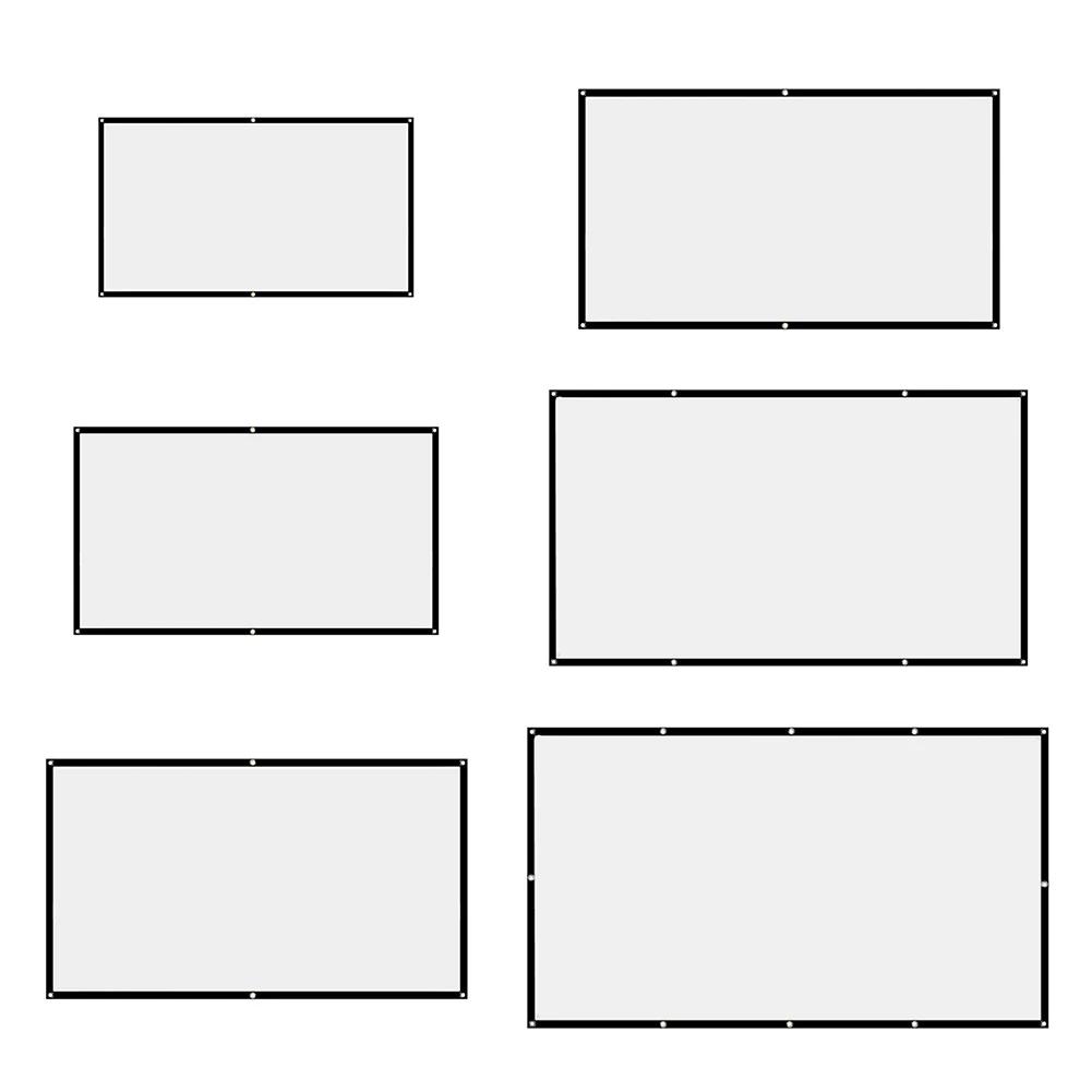 16:9 Simple Projector Curtain 60/72/84/100/120/150 Inch Home Theater Office 16:9 HD Display Projection Screen