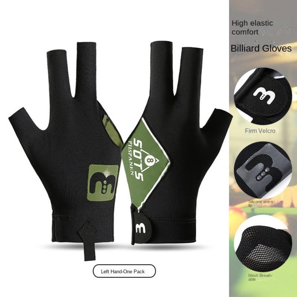 

Elastic Billiards Glove Non Slip Billiard Training Gloves Three Fingers Glove Fitness Accessories зелений