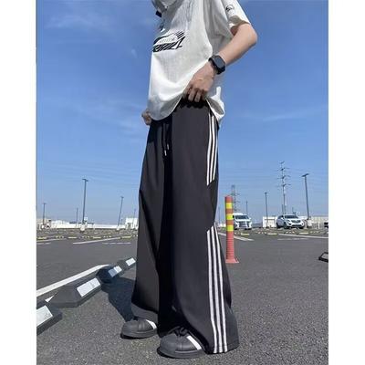 Fashionable and Simple Three-bar Trousers In Summer Thin Loose Draped Casual Straight Pants Versatile Sports Pants