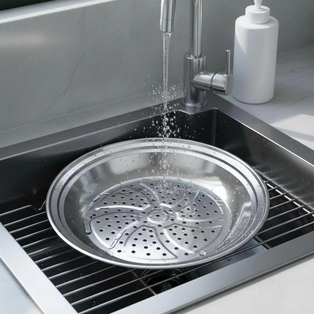 Large Hole Kitchen Steam Tray Round Pot Steam Insert Stainless Steel Steamer Basket Kitchenware