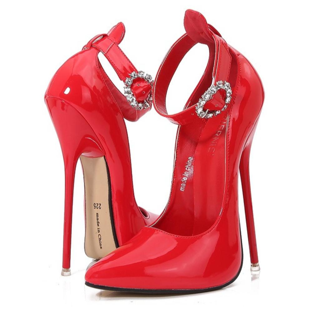 European Nightclub One Strap Pointed Toe Super Thin Stiletto High Heels Large Size Fashion Shoes For Party Crossdress Stage Photoshoot