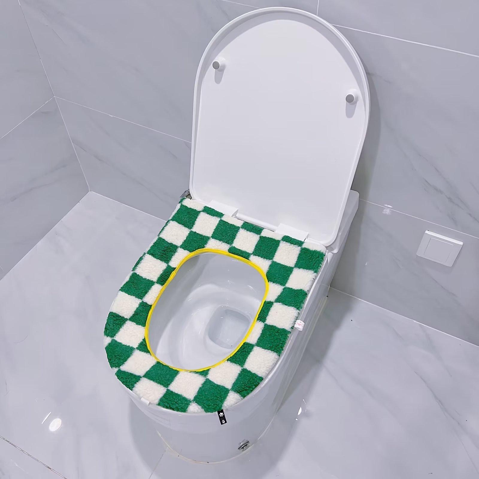 Atmospheric simple wind checkerboard toilet seat toilet cover universal button toilet seat (as the picture,universal)