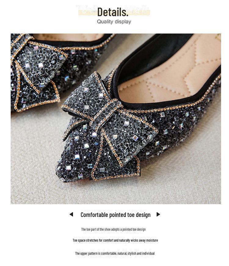 Summer Women's Flat Shoes with Bow & Rhinestones, Sizes 41-43 (2025 New)