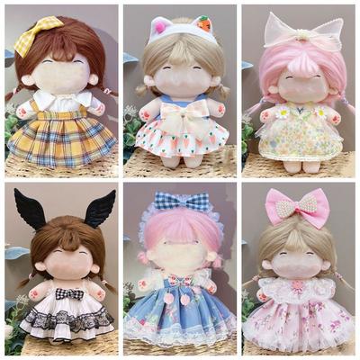 20CM Doll Clothes Game Photo Props Headband Princess Dress Set Lolita Bowknot Multicolor Miniature Dress Suit Changing Dressing
