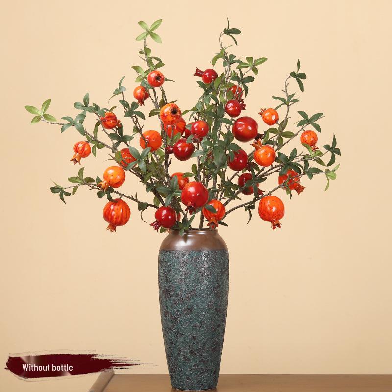 Artificial Pomegranate Persimmon Branch: Red Berry Fruit for Living Room or Entrance Hall Decoration - Chinese Style