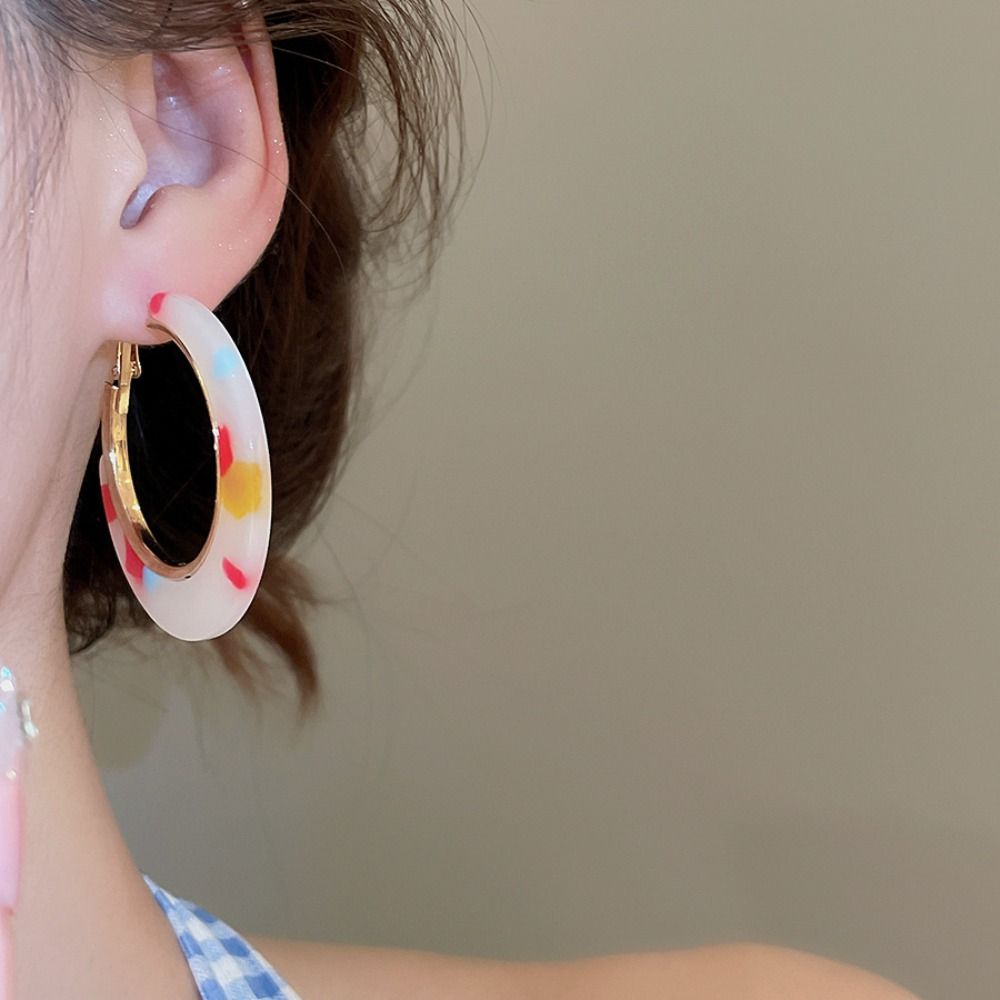 Acetic Acid Leopard Print Earrings Vintage Geometric Earrings Set Acetate Hoop Earrings  Women