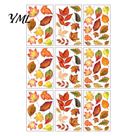 Removable Maple Leaf Decals 9 Sheets Fall Woodland Animals Window Clings, Autumn Pumpkin Autumnal Home Holiday Accents Squirrel Fox Rabbit Glass