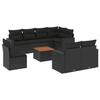 VidaXL Salon de Jardin avec Coussins 9 pcs, Canapés de Patio, Ensemble de Meubles, Mobilier de Terrasse Extérieur, Noir 3224214