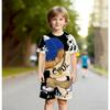 Europe and America Funny Bear Fashion Men's Set Summer Men's T-shirt and Shorts 2 Piece Set Outdoor Casual Men's and Women's Outfit