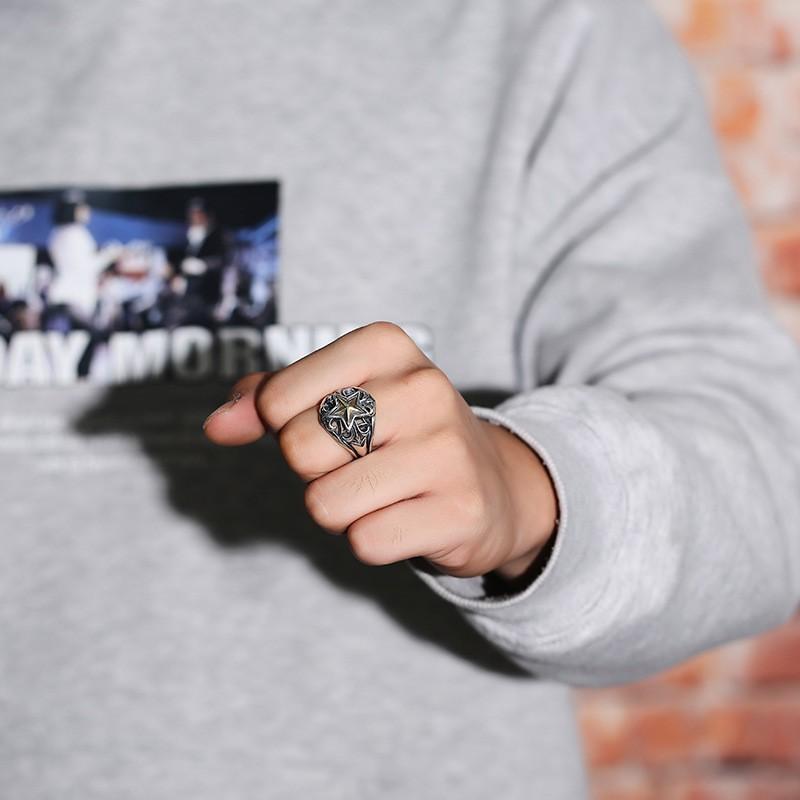 Adjustable Punk Star Ring Men Women Geometric Five Point Plated Copper Finger Vintage Edgy Style