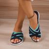 Fashion Summer Woven Sandals Women's Elastic Band Thick-soled Sandals Slippers Outdoor Beach Lightweight Wedge Casual Slippers