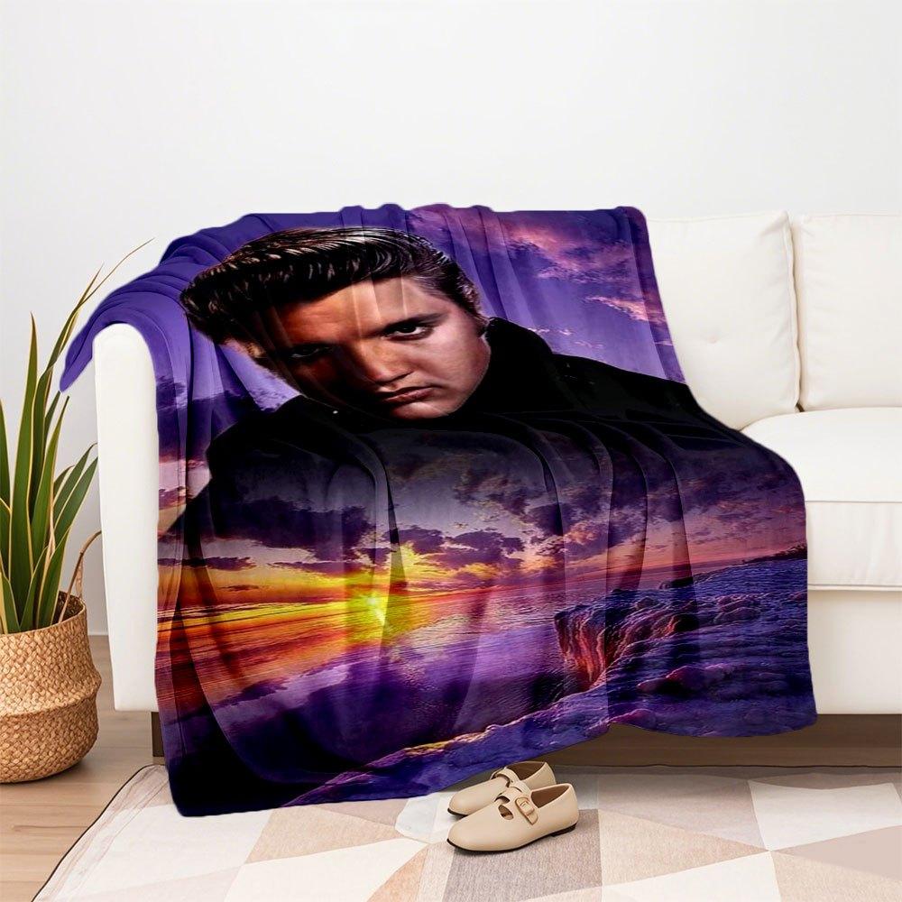 "Elvis Presley Sunset Beach Handyhülle Abdeckung" Flanell-Kuscheldecke für Sofa, Bett, Reise, Camping, Büro, Couch, Stuhl Und Bett Geschenk