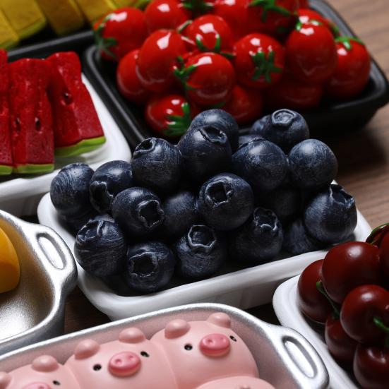 3D Simulated Fruit Fridge Magnet DIY Locker Kitchen Fridge Simulated Strawberry Watermelon Blueberry Boxed Food Magnetic Decoration Ornament