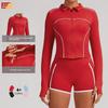 Athletic Womens Colorblock Yoga Jacket With Breathable Nylon Spandex For Running And Fitness