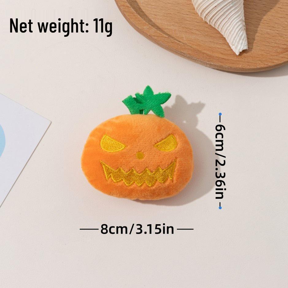 Large Bite-Resistant Pumpkin Ghost Face Halloween Cat Toy with Squeaker.