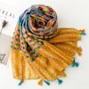 Spring And Summer New Exotic Ethnic Style Silk Scarf Travel Outfit, Wheat Ear Geometric Sunscreen Shawl For Women