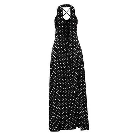 2026 European Summer Women's Polka Dot V-Neck Spaghetti Strap Backless Dress