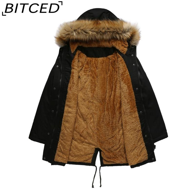 BITCED Fleece-Lined Cotton Coat with Hood and Fur Collar Winter Warmth Outerwear Plus Size Women's Cotton Jacket
