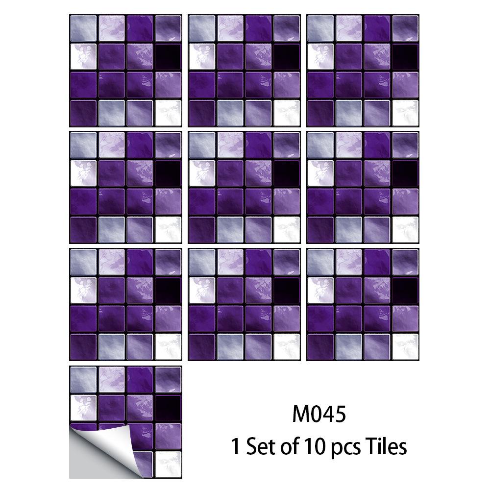 10PCS Mosaic Style Tile Simulation Stickers Self-adhesive Kitchen Waterproof PVC Wall Stickers Living Room Bathroom Decoration