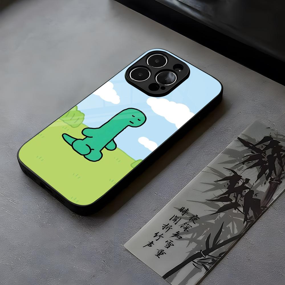 Dinosaur J-Joguman S-Studio Cute Phone Case Tempered Glass For IPhone 17 13 14 16 12 15 11 Pro Max Plus Mini X XR SE2020 Coque