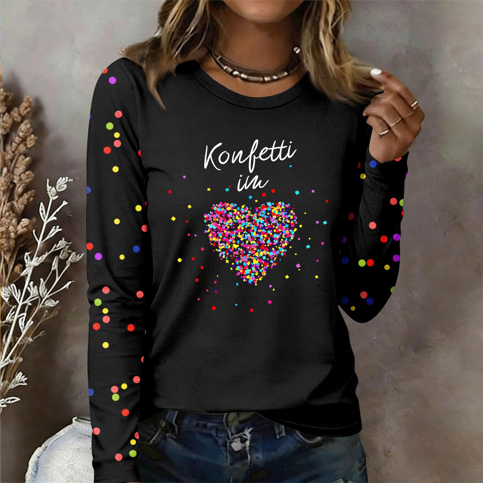 Women s Long Sleeved Shirt Confetti in the Heart Carniva lBarrel Night Confetti Shirts L чёрный