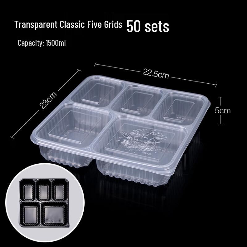

Disposable 5-Compartment Bento Lunch Box