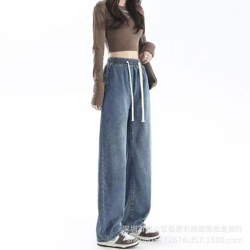 Jeans New Men's Retro Trendy Brand Old Straight Pants Summer High Street Wide Leg Casual Jeans