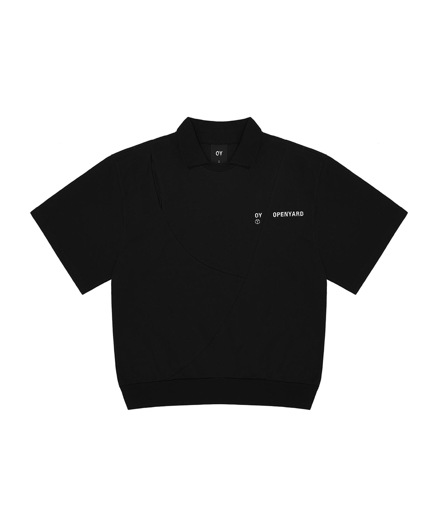 Oy Cut-Out Logo Collar T-Black Black/2Size