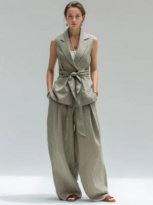 2026 Zomer Elegante Dames Effen Kleur Broekpak - Tweedelig Set