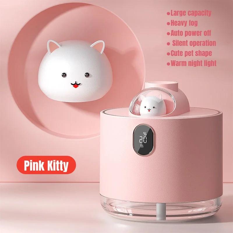 

Бездротовий зволожувач повітря Cute Bear USB зі світлодіодною лампою 500 мл Портативний ультразвуковий туманогенератор Водяний автомобільний туманогенератор рожевий