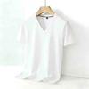 Men's Solid Color V Neck T Shirt Casual Slim Fit Breathable Short Sleeve Basic Top for Daily Wear Brown