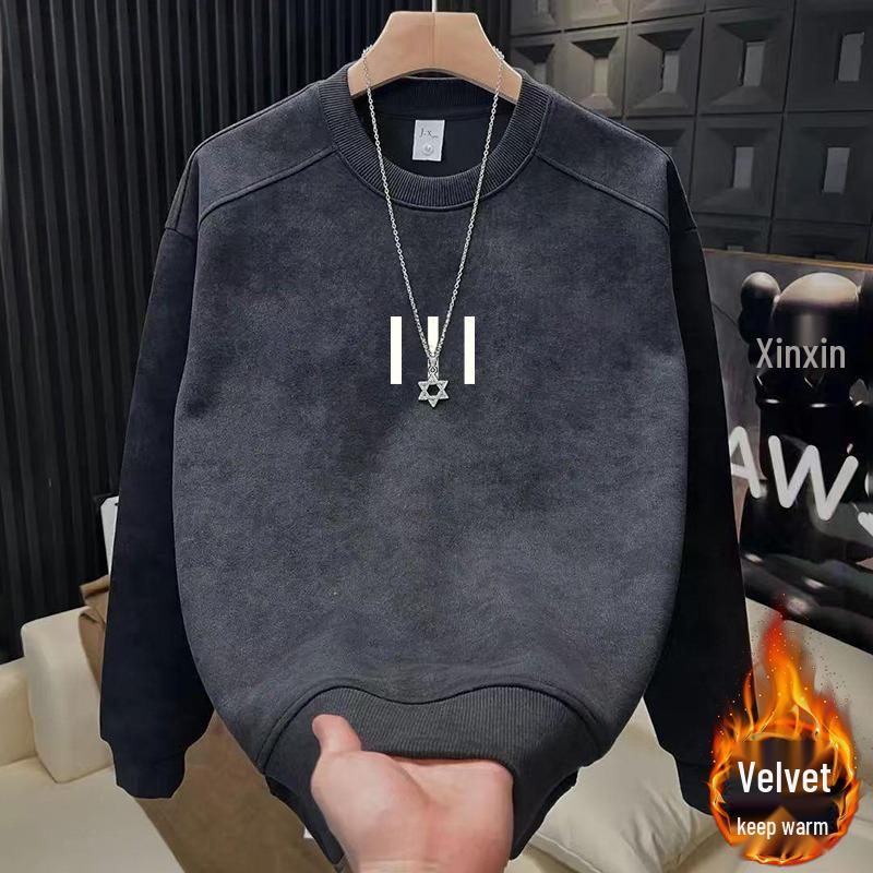Men s Korean Style Tie-Dye Raglan Sleeve Plush Hoodie - Autumn/Winter Trend 4XL
