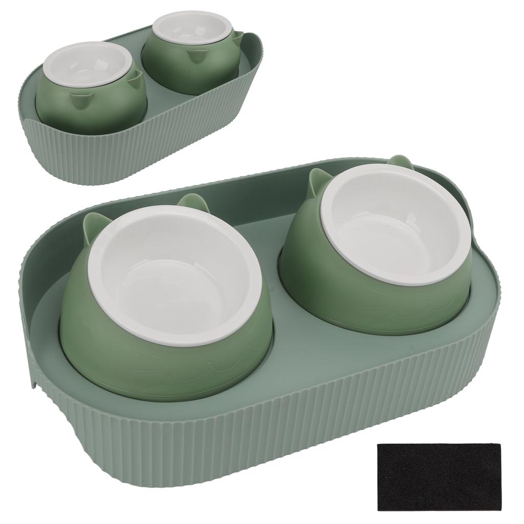 Ceramic Pet Bowl Set Food Grade Anti Splash Double Food Water Bowls for Cats Dogs Kittens and