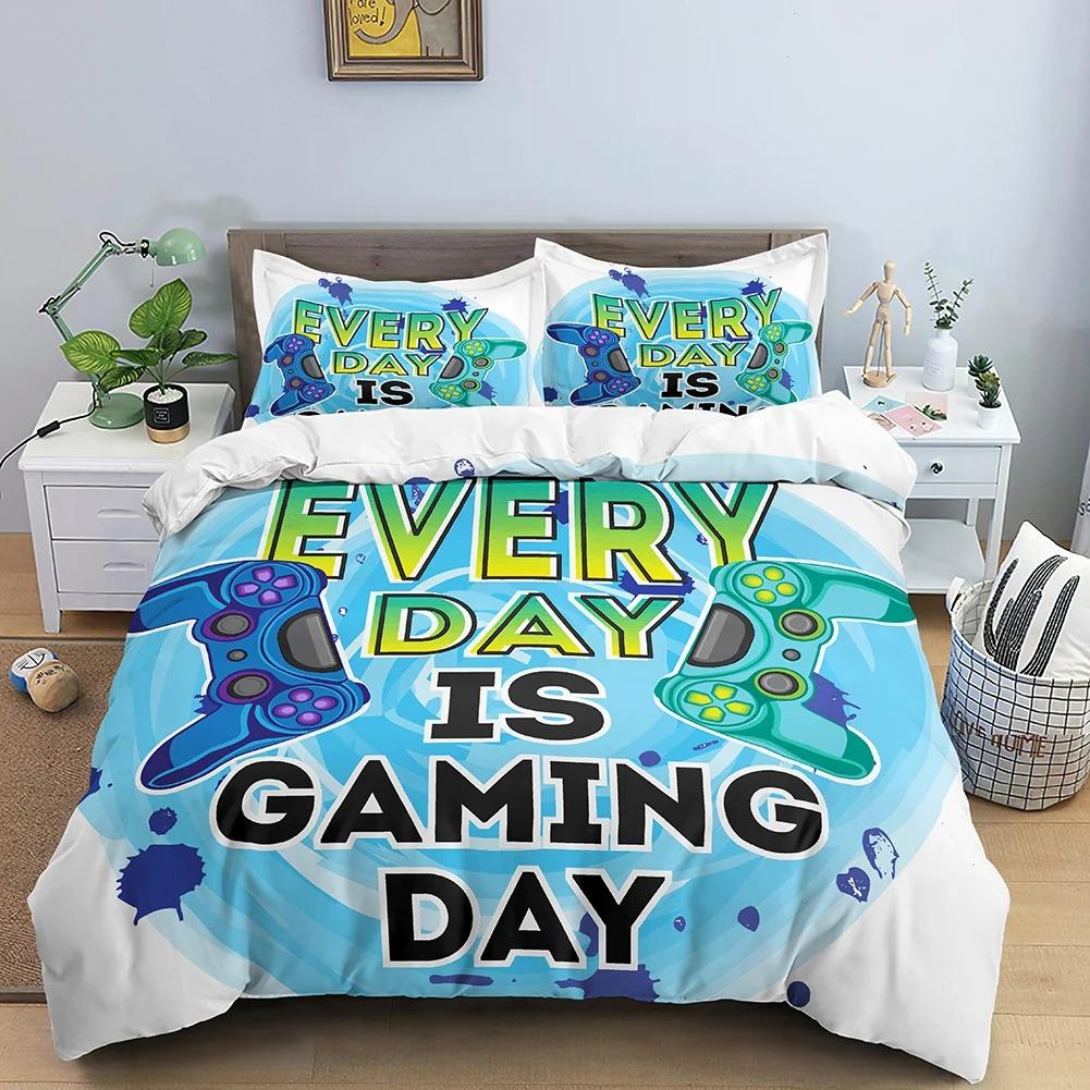 Game Console Neon Contrast Color Handle Comfortable Duvet Cover Pillowcase Bedding Set Children Bedroom Decoration Home Textile
