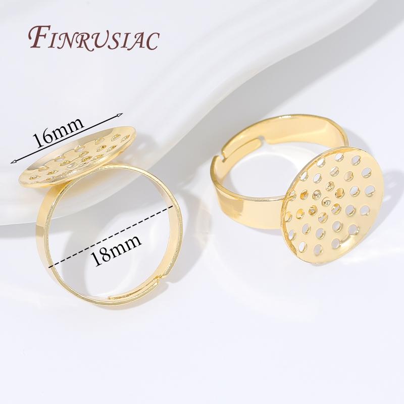 2/4/6pcs Adjustable 14K Gold Plated Open Ring Settings Blank Base Bezel Cabochons Rings For Jewelry Making DIY Finger Ring Blank