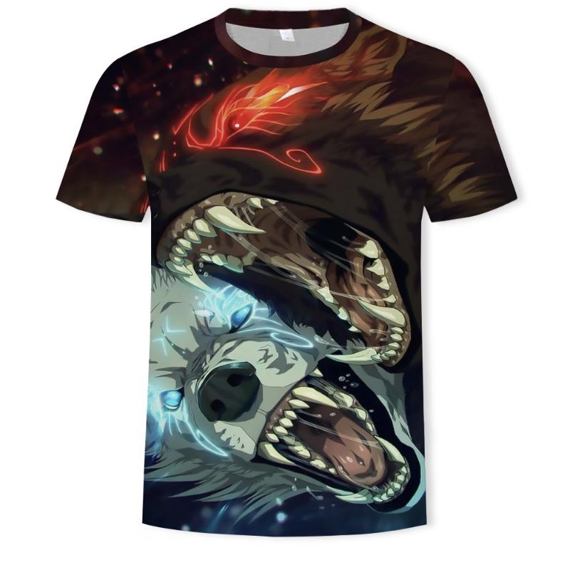 Men's 3D Printed T-Shirt Animal Pattern Printing Short Sleeve O-Neck Pullover Casual Top