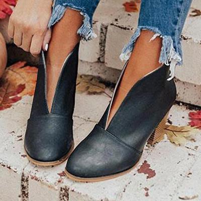 Stivaletti da donna, autunno inverno, punta tonda, scarpe da donna, casual, comode, spesse, con tacco alto, alla moda, con cavigliera