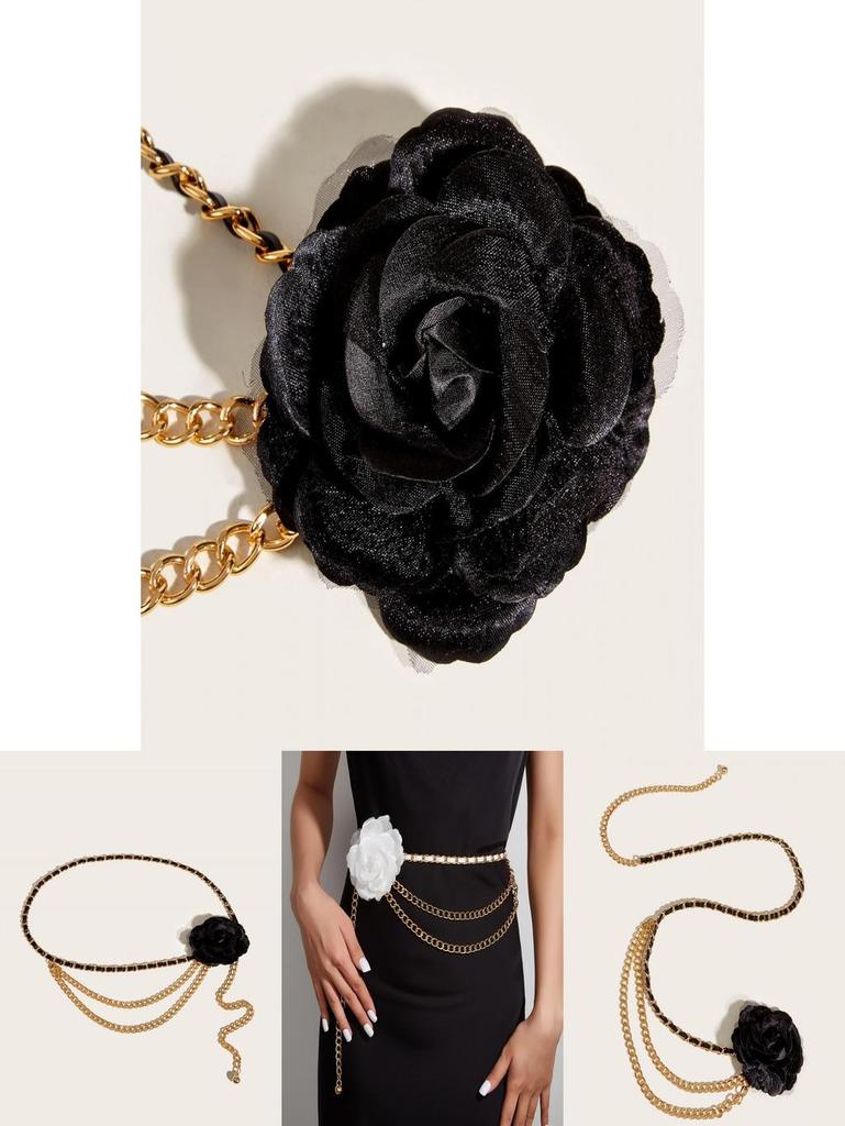 Metall-Blumen-Ketten gürtel mit künstlerischem Blumendesign für modebewusste Frauen