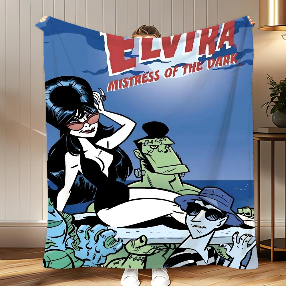 

character Elvira Mistress of the Dark Throw Soft Coral Fleece Blanket 310gsm Fluffy Warm Throw for Sofa Bed Couch Bedroom Decor 75x100cm