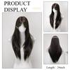 Ashely Black Brown Wig for Women Layer Straight Hair Wig with Curtain Bangs Synthetic Wigs High Temperature Fibers for daily use