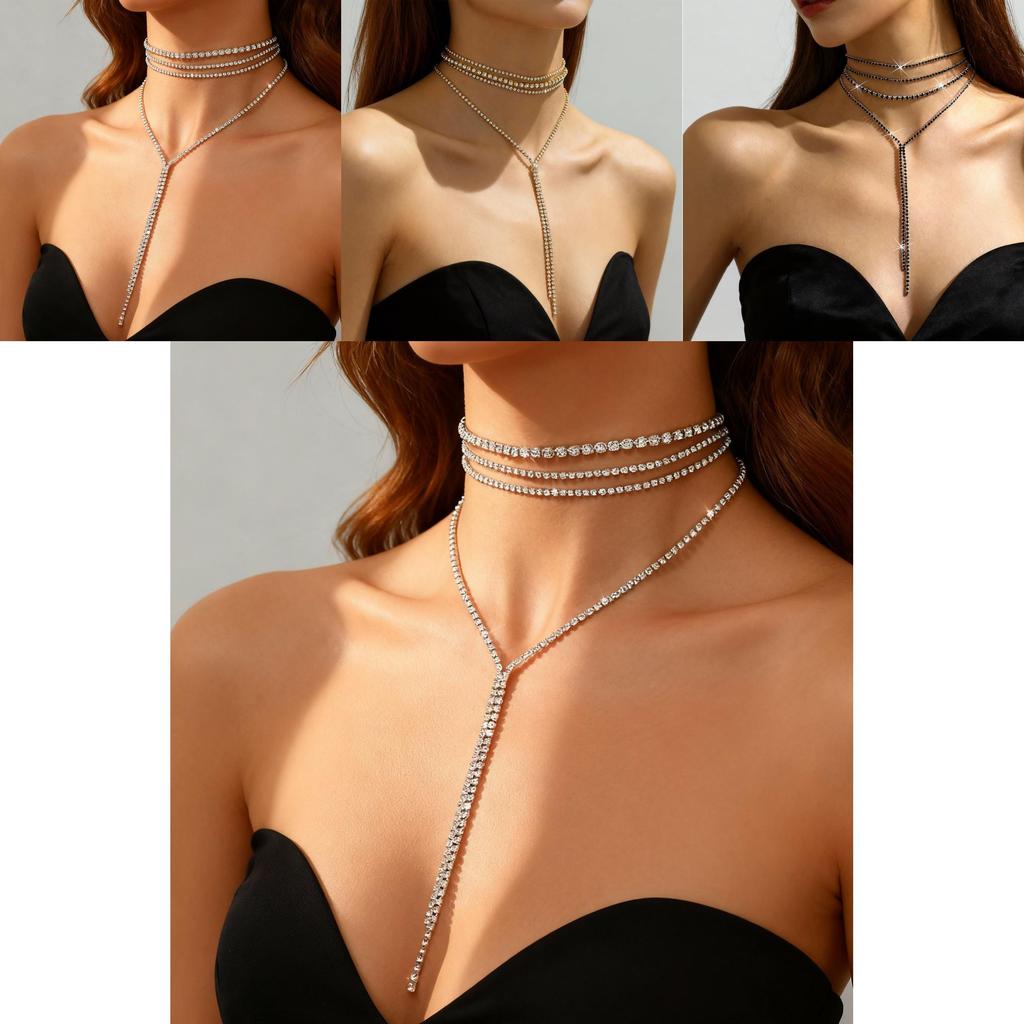 Geometric Pendant Necklace For Women With Sparkling Crystals And Multilayer Design For Fashionable Look