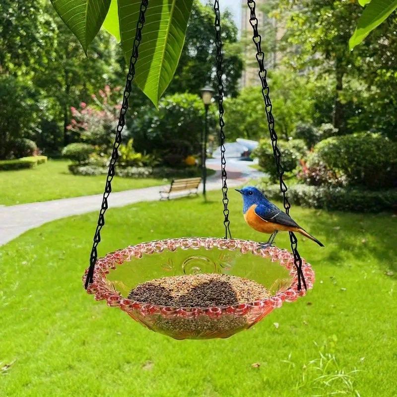 Hanging Glass Bird Feeder Bird Bath, Outdoor Garden Decoration Ornament, Can Be Hung Anywhere