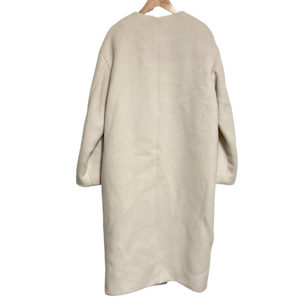 [Used] Good Condition IENA Lambswool Collarless Coat 38 White Women s Luxs Brand Used Clothes Luxe