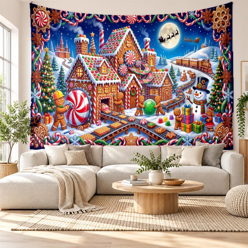 Christmas Printed Tapestry Wall Hanging For Bedroom Living Room Wall Decor Holiday Gift