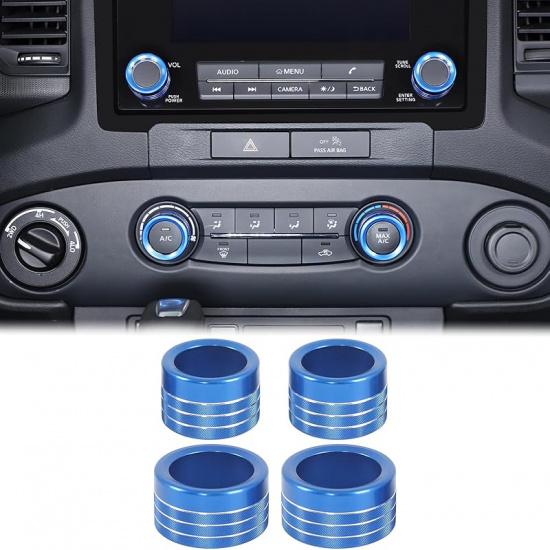 Aunginsy Center Console Air Conditioner Volume Knob Button Circle Cover Compatible with Nissan Frontier 2022-2025 Car 4Pcs A/C Switch Button Knob