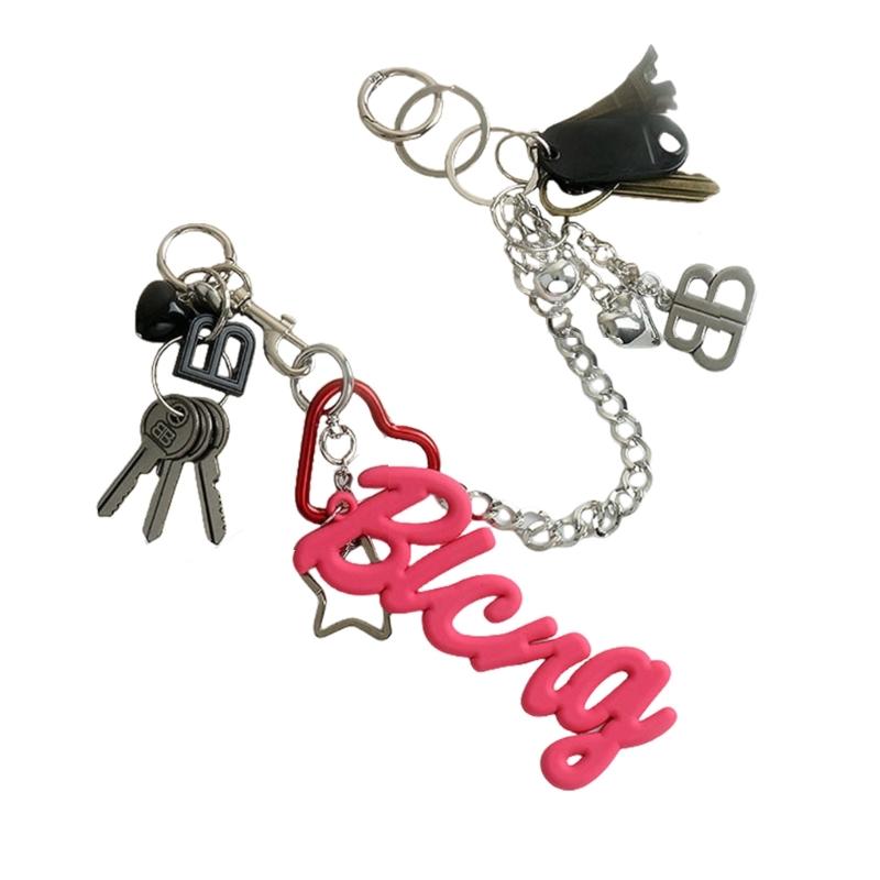 Trendy Graffiti Letter Silicone Keychain Edgy Soft Silicon Key Pendant Waterproof Graffiti Letter Designs Key Rings