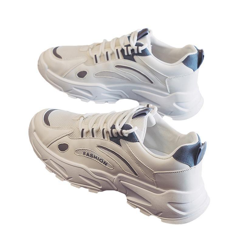 Herrenschuhe Neu Sommer Atmungsaktives Mesh Freizeit Sport Mesh Schuhe Herren Laufschuhe Höhenerhöhend Kleine Weiße Papas Trendschuhe