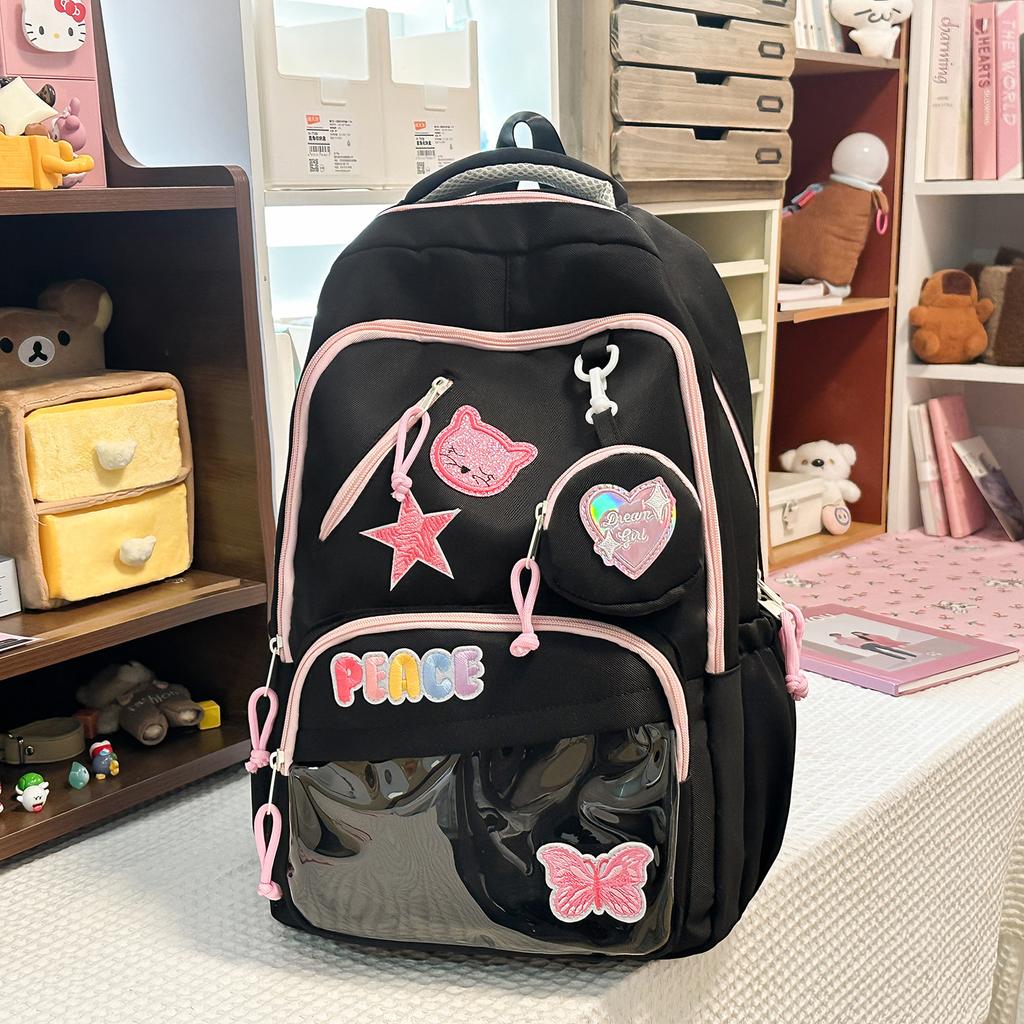 Schoolbag, Japanese-style schoolbag for women, INS style, simple color-blocking, elementary school school pain bag, trendy, fashionable, sweet