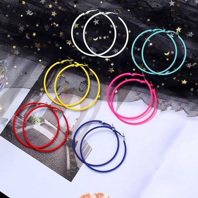 Sexy Party Big Circle Women Candy Color Wedding Fashion Accessories Ear Studs Hoop Earrings Jewelry