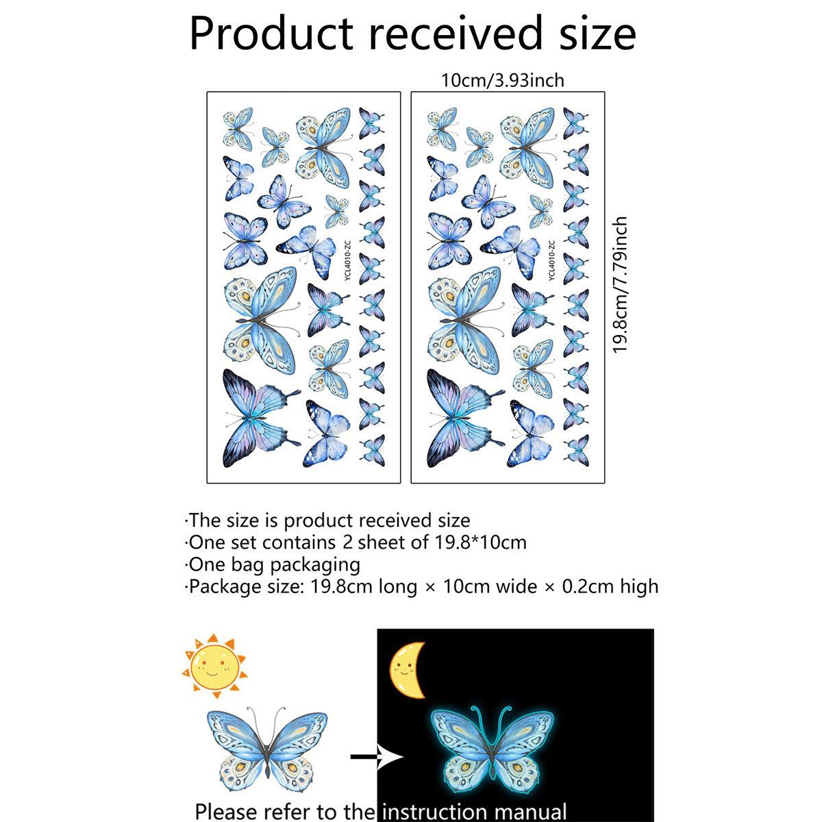 

Ycl1977 Luminous Blue Light Blue Butterfly Luminous Sticker Living Room Bedroom Home Decoration Wall Sticker Self-Adhesive
